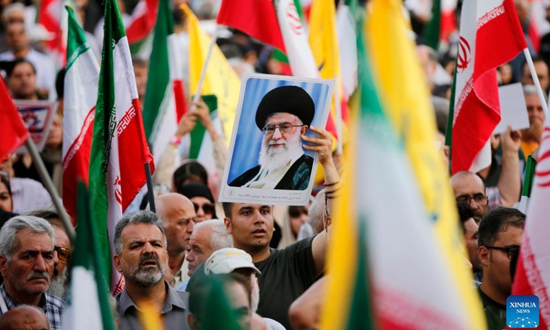 People celebrate the ceasefire between Iran and Israeal at Enghelab Square in Tehran, Iran, on June 24, 2025. The ceasefire was declared on Tuesday. (Photo: Xinhua)