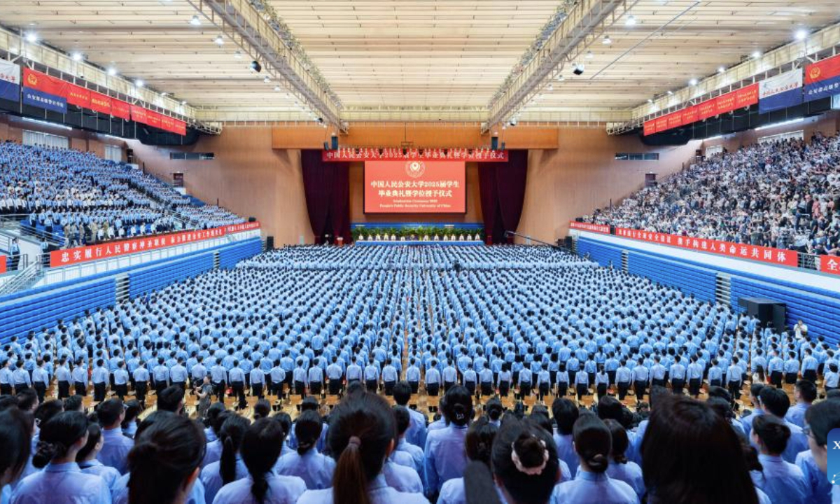 A graduation ceremony is held at People's Public Security University of China (PPSUC) in Beijing, capital of China, June 26, 2025. (Xinhua)