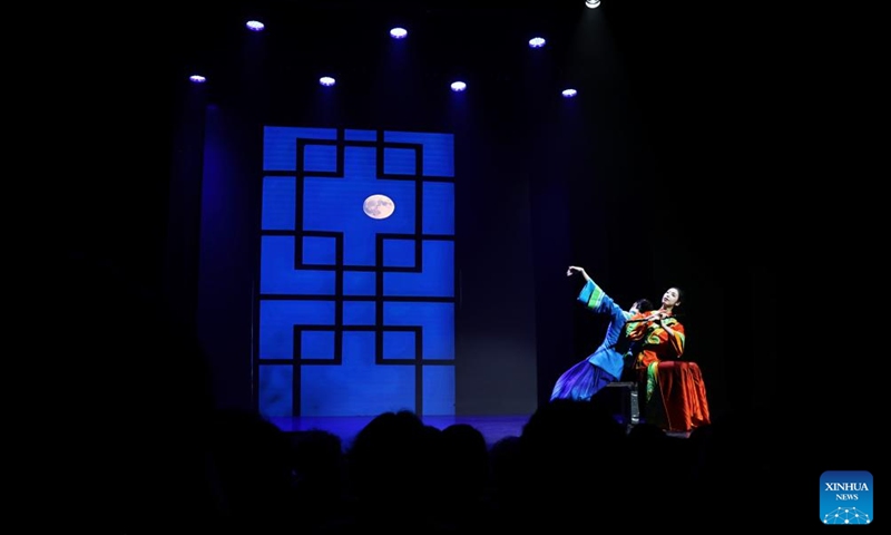 Dancers perform during a traditional Chinese dance show staged at the Theatre of the Eiffel Tower in Paris, France, France, June 24, 2025. (Photo: Xinhua)