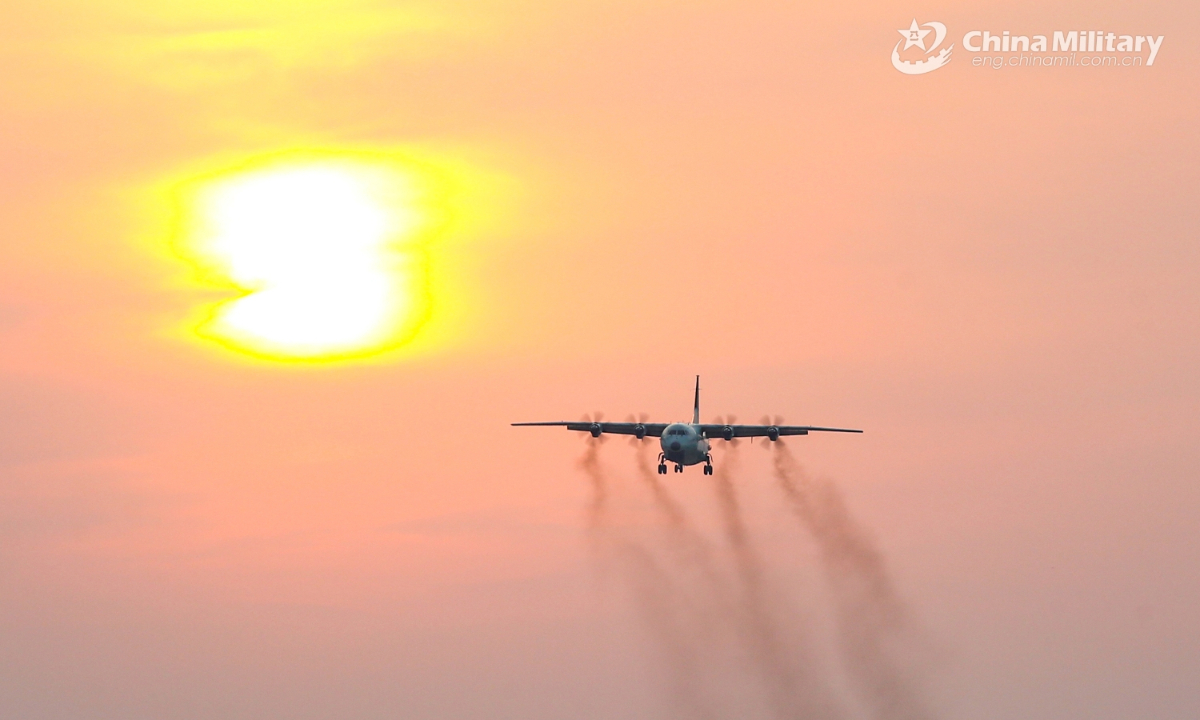 An anti-submarine patrol aircraft attached to an aviation unit under the Chinese PLA Navy takes off for an anti-submarine training exercise in late June, 2025. (eng.chinamil.com.cn/Photo by Bu Lingbin)