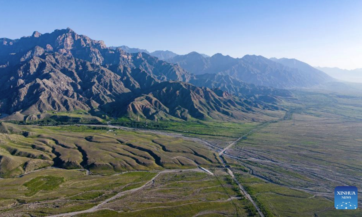 An aerial drone photo taken on July 29, 2025 shows the scenery at the Helan Mountain Nature Reserve in northwest China's Ningxia Hui Autonomous Region. (Xinhua/Wang Peng)