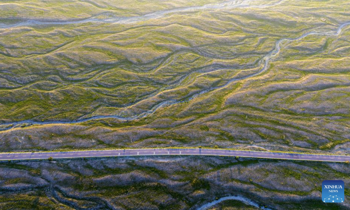An aerial drone photo taken on July 29, 2025 shows the scenery at the Helan Mountain Nature Reserve in northwest China's Ningxia Hui Autonomous Region. (Xinhua/Wang Peng)