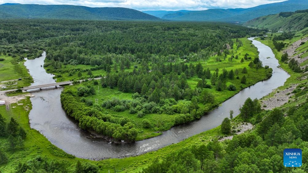 An aerial drone photo taken on July 5, 2025 shows the scenery of the national forest park in Arxan of Hinggan League, north China's Inner Mongolia Autonomous Region. Arxan, located at the southwestern foot of the Dahinggan Mountains and at the intersection of four major grasslands, is an increasingly popular tourist destination. (Photo: Xinhua)