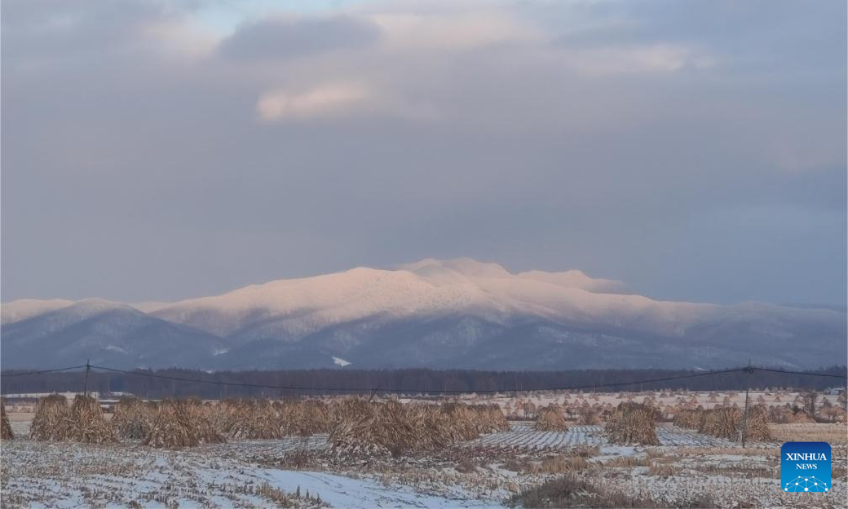 This file photo provided by the interviewee shows the scenery of Hongshilazi Mountain in Panshi City, northeast China's Jilin Province, Dec. 12, 2023. (Xinhua)