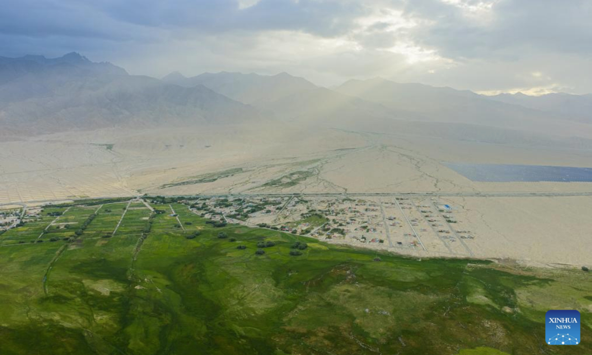 This photo taken on July 24, 2025 shows a view along a section of the Karakoram Highway in Taxkorgan Tajik Autonomous County, northwest China's Xinjiang Uygur Autonomous Region. Karakoram Highway, also called the China-Pakistan Friendship Highway, is one of the highest paved roads in the world. (Xinhua/Zhang Keren)