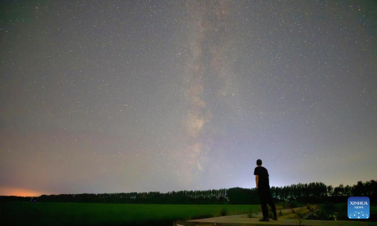 This photo taken on July 22, 2025 shows the Milky Way in Youyi County of Shuangyashan City, northeast China's Heilongjiang Province. (Photo by Han Yang/Xinhua)