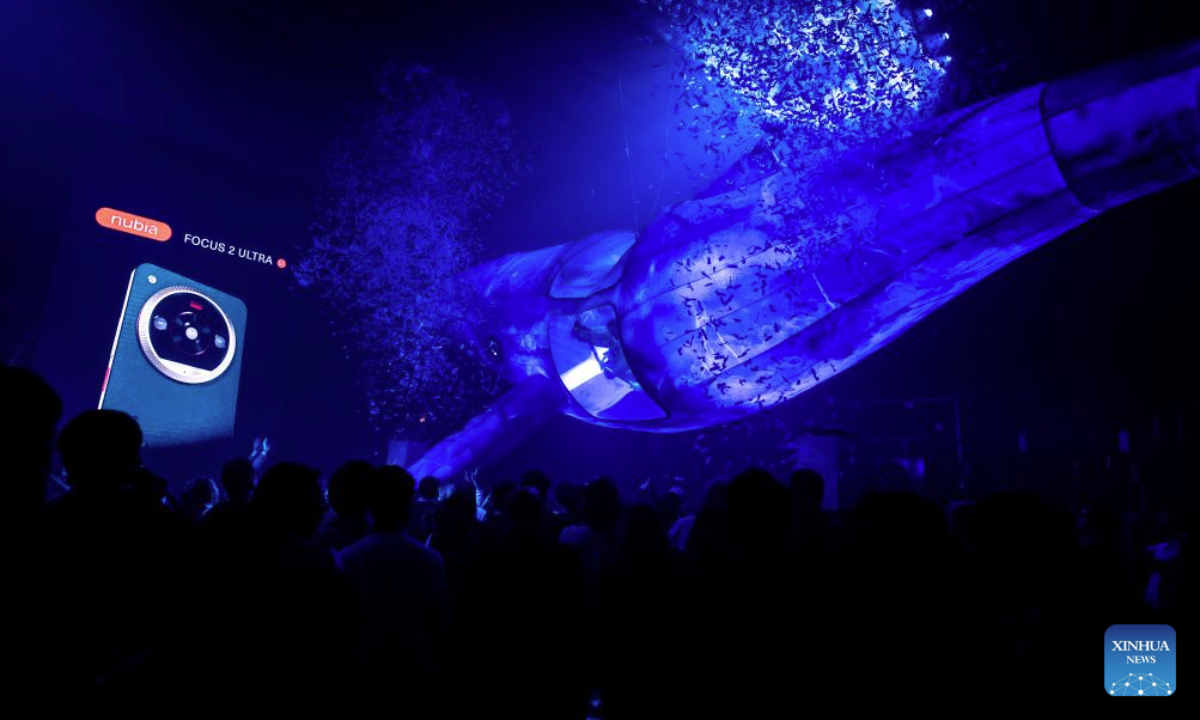 This photo taken on July 15, 2025 shows the Nubia launch event in Buenos Aires, Argentina. Chinese tech company ZTE held a product launch event in Buenos Aires on Tuesday, unveiling 10 new Nubia-branded devices, including smartphones. According to the company, all the new products are assembled in Río Grande, Tierra del Fuego Province, and became available nationwide in Argentina starting July 16. (Photo by Martin Zabala/Xinhua)