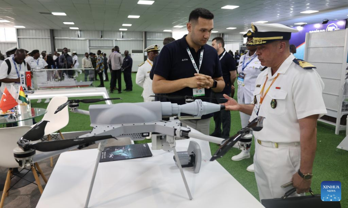 Visitors are seen during the 4th Annual International Maritime Defense Exhibition and Conference (IMDEC) in Accra, Ghana, on July 8, 2025. The IMDEC 2025, hosted under the patronage of the Ghana Navy, plays a critical role in augmenting maritime defense initiatives in the Gulf of Guinea and across the African continent. (Photo by Seth/Xinhua)