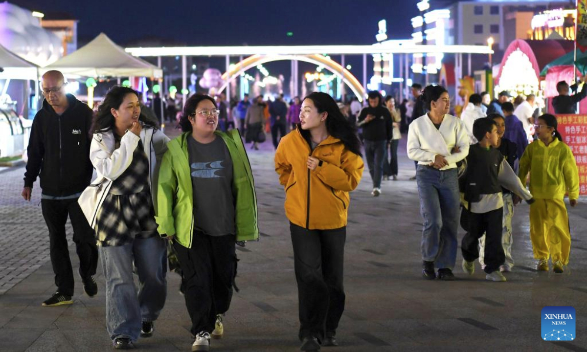 People walk at the Tianma tourism block in Zhaosu County of Ili Kazak Autonomous Prefecture, northwest China's Xinjiang Uygur Autonomous Region on July 17, 2025. The renovation of the Tianma tourism block in Zhaosu County is a key project in the pairing assistance program of east China's Jiangsu Province for Yili Prefecture. Kicked off on March 11, 2025, the project is now fundamentlly completed.

In addition to offering better experience to tourists, the renovation work also brings more job opportunities to the locals. (Xinhua/Xie Xiudong)
