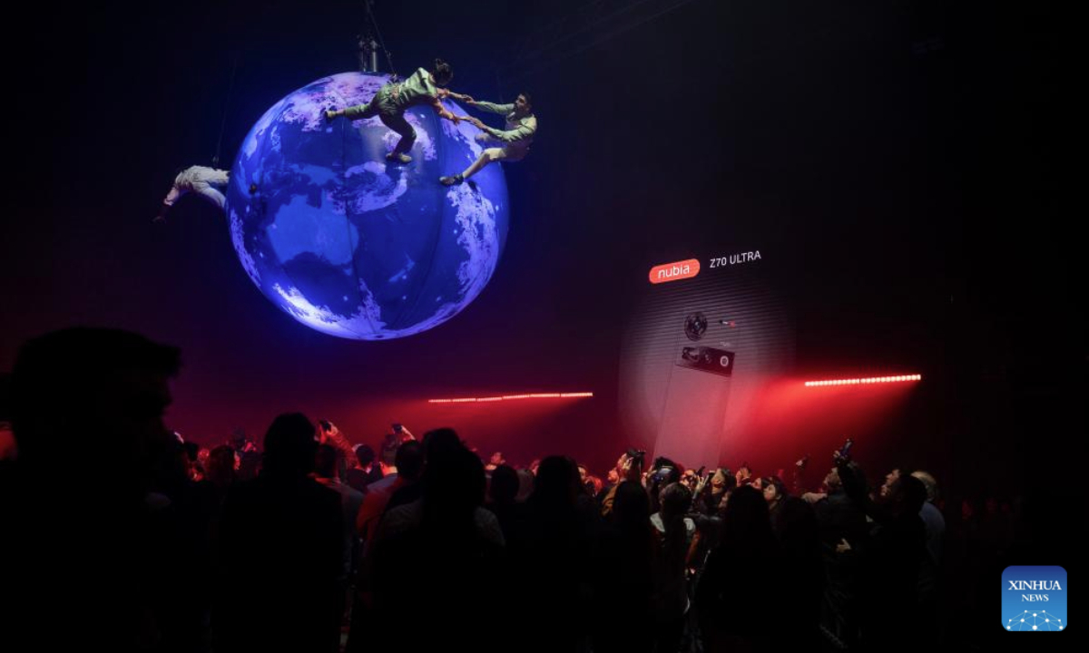 This photo taken on July 15, 2025 shows the Nubia launch event in Buenos Aires, Argentina. Chinese tech company ZTE held a product launch event in Buenos Aires on Tuesday, unveiling 10 new Nubia-branded devices, including smartphones. According to the company, all the new products are assembled in Río Grande, Tierra del Fuego Province, and became available nationwide in Argentina starting July 16. (Photo by Martin Zabala/Xinhua)