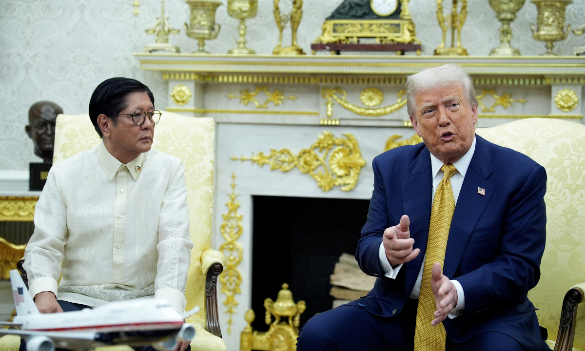 President Donald Trump and Philippine President Ferdinand Marcos Jr. hold a bi-lateral meeting in the Oval Office of the White House in Washington DC on July 22. Photo: VCG 