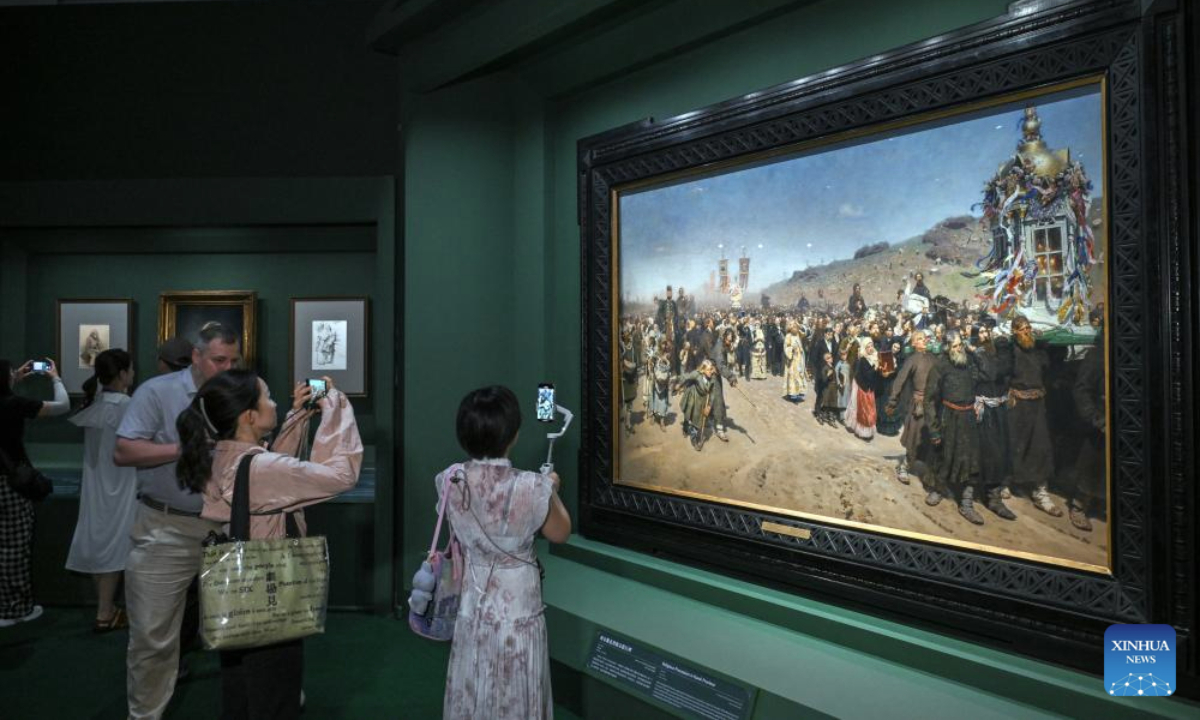 People visit the exhibition Ilya Repin Encyclopedia of Russian Life in the National Museum of China in Beijing, capital of China, July 22, 2025.

The exhibition kicked off here Tuesday, showcasing 92 representative pieces by Russian realist painter Ilya Repin. (Xinhua/Jin Liangkuai)