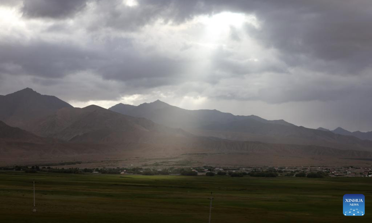 This photo taken on July 24, 2025 shows a view along a section of the Karakoram Highway in Taxkorgan Tajik Autonomous County, northwest China's Xinjiang Uygur Autonomous Region. Karakoram Highway, also called the China-Pakistan Friendship Highway, is one of the highest paved roads in the world. (Xinhua/Meng Tao)