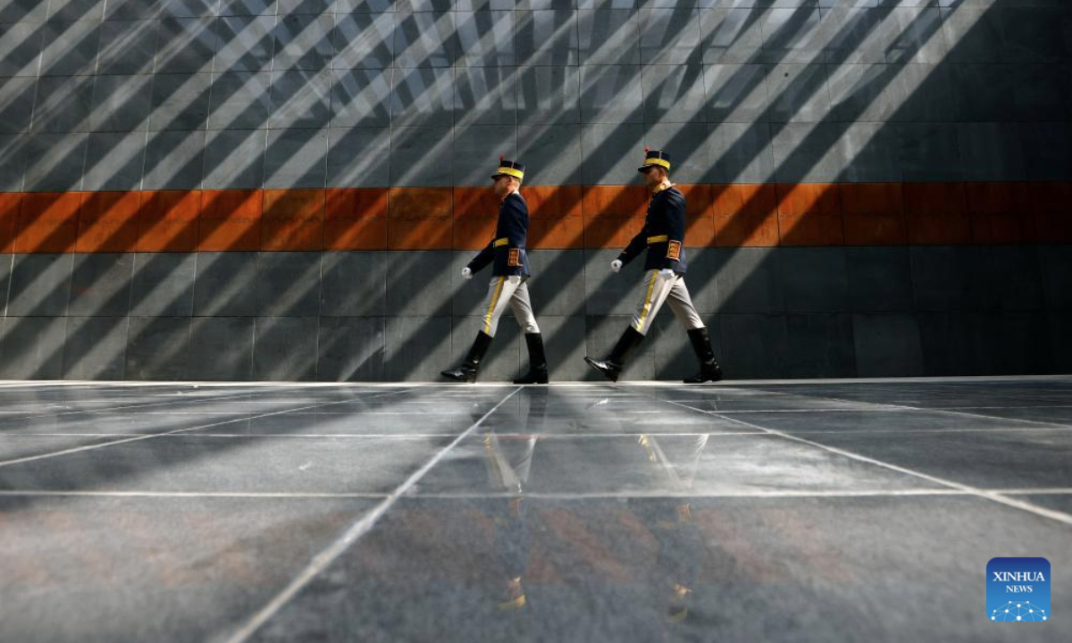 Romanian soldiers attend ceremonies marking the European Roma Holocaust Memorial Day at a Holocaust memorial in Bucharest, Romania, July 31, 2025. (Photo by Cristian Cristel/Xinhua)