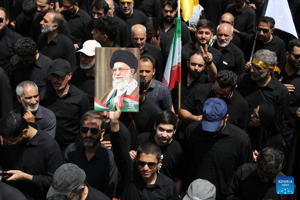 People attend a rally in support of Iran's Supreme Leader Ali Khamenei in Tehran, Iran, July 5, 2025. (Photo: Xinhua)