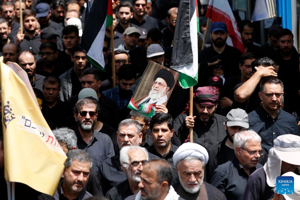 People attend a rally in support of Iran's Supreme Leader Ali Khamenei in Tehran, Iran, July 5, 2025. (Photo: Xinhua)