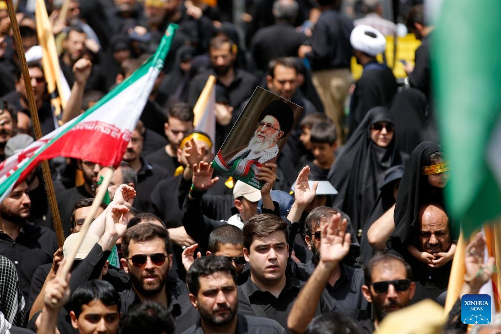 People attend a rally in support of Iran's Supreme Leader Ali Khamenei in Tehran, Iran, July 5, 2025. (Photo: Xinhua)