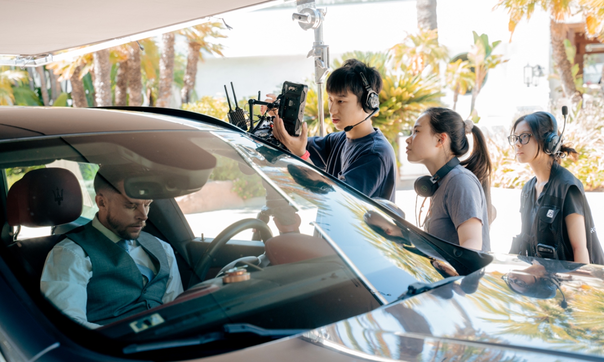 Crew members work on the set of a short drama in California in October 2024. Photo: Courtesy of Yu Qingyi