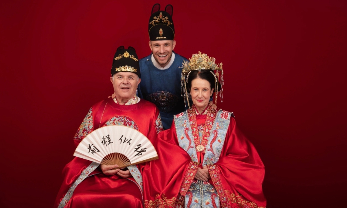 Koellmer Patrick (center) and his parents in Hanfu Photo: Courtesy of Koellmer Patrick