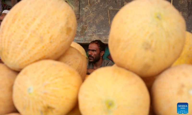 A vendor sells melons at a local market in Kabul, Afghanistan, July 10, 2025. Melon is one of Afghanistan's most renowned and widely exported fruits, cultivated across various provinces in the country. Afghanistan's hot and dry climate provides ideal conditions for growing fragrant and sweet melons. (Photo: Xinhua)