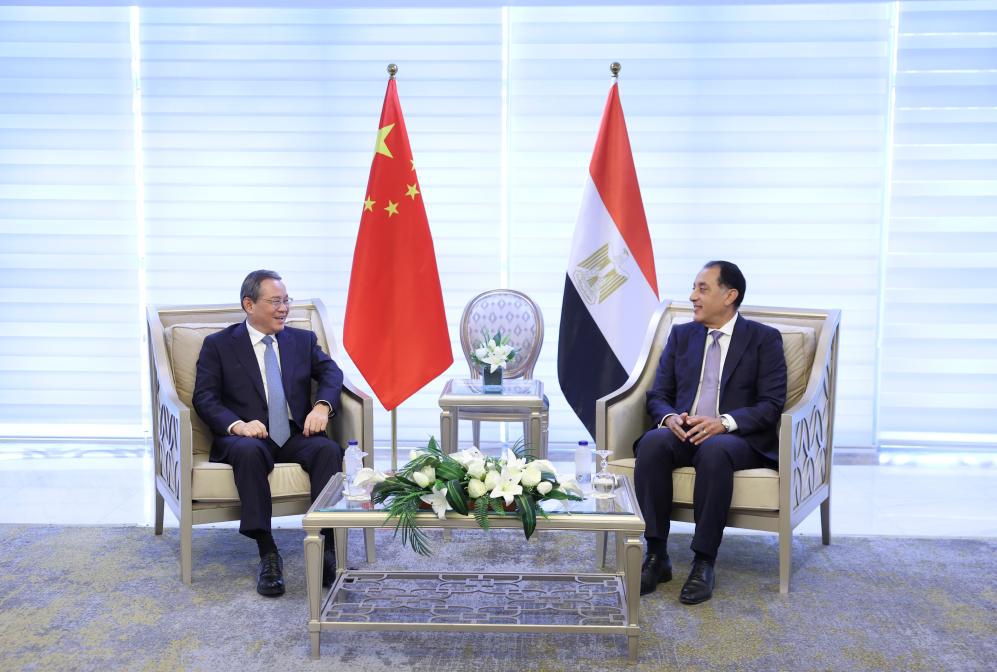 Chinese Premier Li Qiang holds talks with Egyptian Prime Minister Mostafa Kamal Madbouly in Cairo, Egypt, July 10, 2025. (Photo: Xinhua)