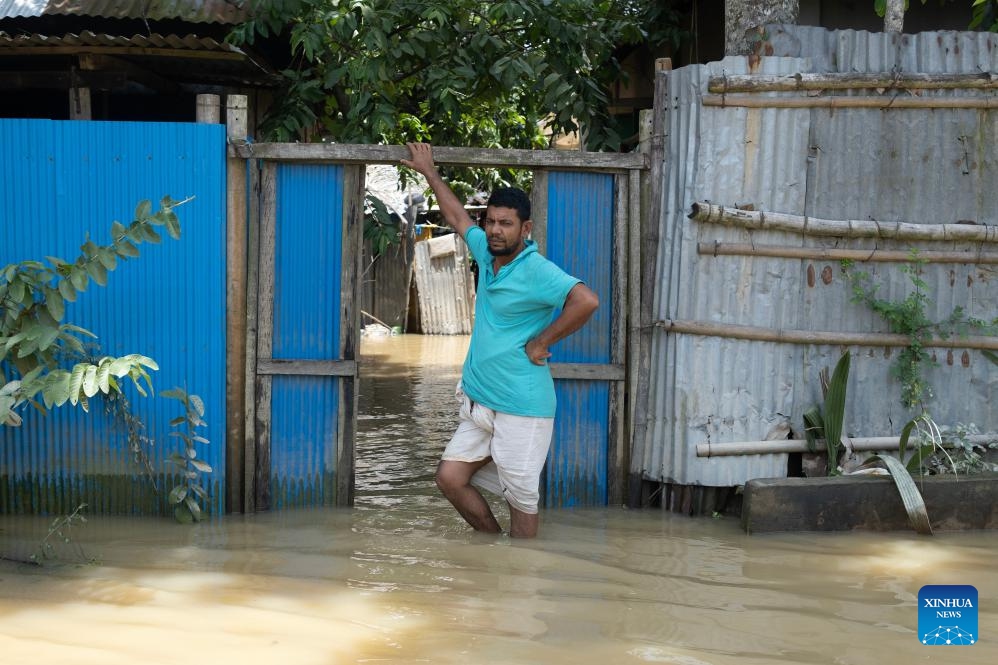 This photo taken on July 11, 2025 shows a household affected by the floodwater in Feni, Bangladesh. As the monsoon sets in and rainfall continues, flooding has occurred in parts of Feni. (Photo: Xinhua)