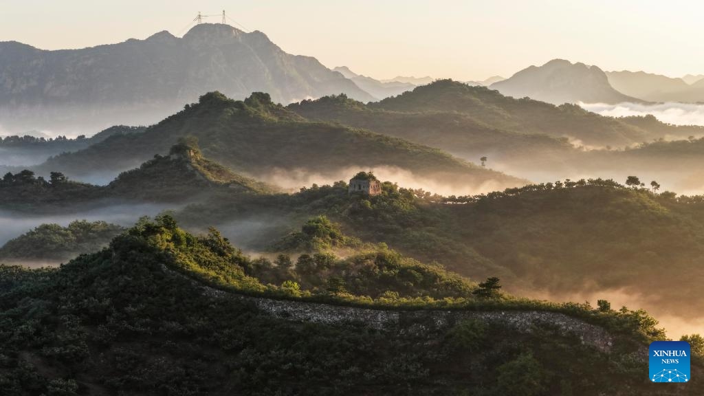 An aerial drone photo taken on early July 13, 2025 shows a view of the Hongshankou Great Wall in Zunhua City, north China's Hebei Province. (Photo: Xinhua)