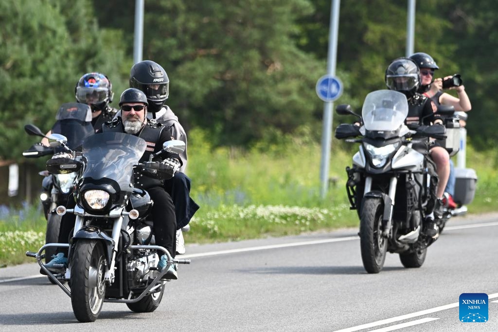 Motorcyclists take part in a parade along the Narva-Tallinn highway during Narva Bike 2025 in Estonia, July 12, 2025. The popular biker festival kicked off in the Estonian city of Narva on Friday. More than 1,000 motorcycle enthusiasts from across Europe and beyond gathered at the medieval Narva Castle for a three-day event. (Photo: Xinhua)