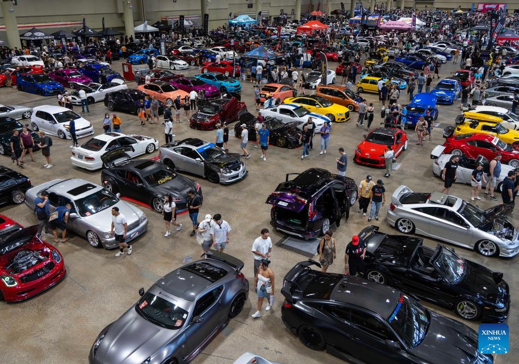 Modified vehicles are seen at the 2025 ImportFest in Toronto, Canada, on July 12, 2025. Showcasing hundreds of modified vehicles from across Canada and the United States, the annual one-day event was held here on Saturday. (Photo: Xinhua)