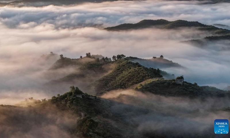 An aerial drone photo taken on early July 13, 2025 shows a view of the Hongshankou Great Wall in Zunhua City, north China's Hebei Province. (Photo: Xinhua)