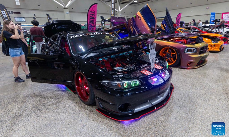 Modified vehicles are seen at the 2025 ImportFest in Toronto, Canada, on July 12, 2025. Showcasing hundreds of modified vehicles from across Canada and the United States, the annual one-day event was held here on Saturday. (Photo: Xinhua)