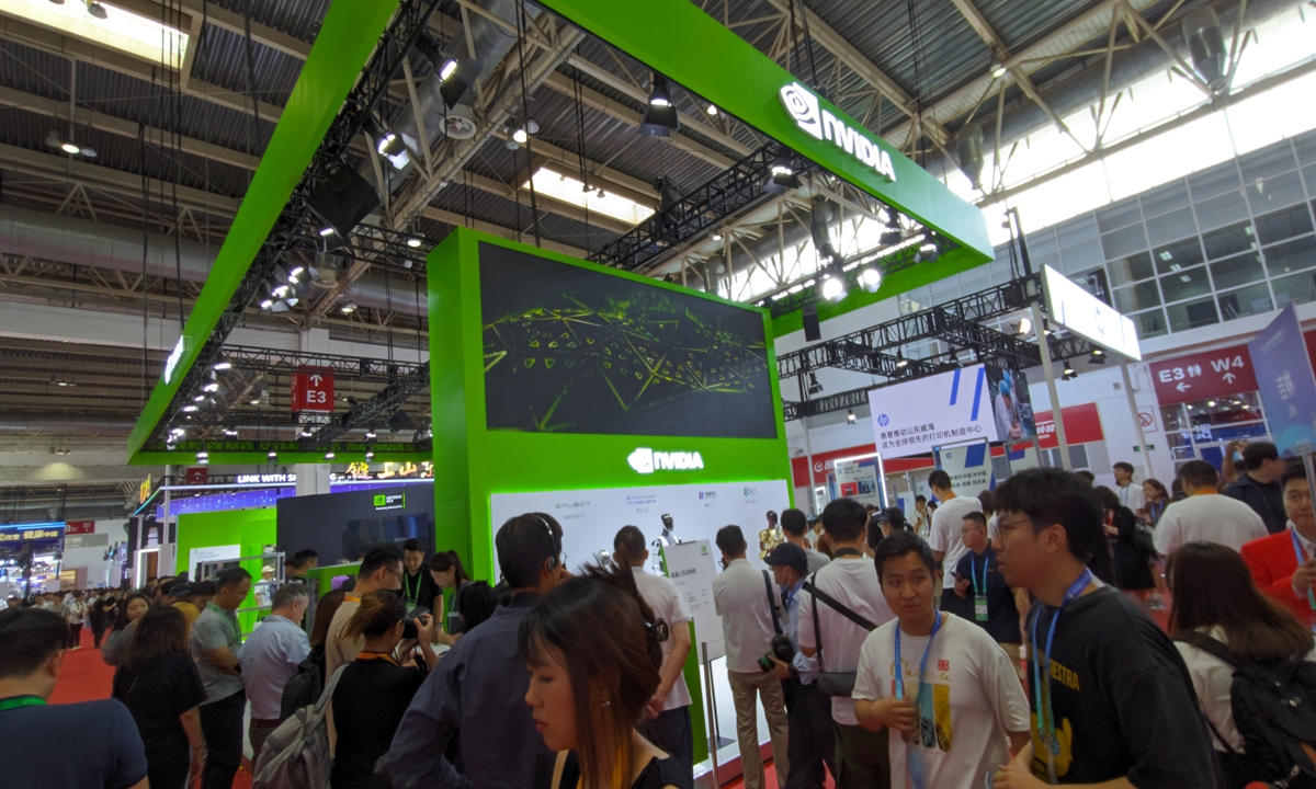 On the opening day of the CISCE, Nvidia's booth attracts a large number of visitors. Photo: Ni Hao/GT