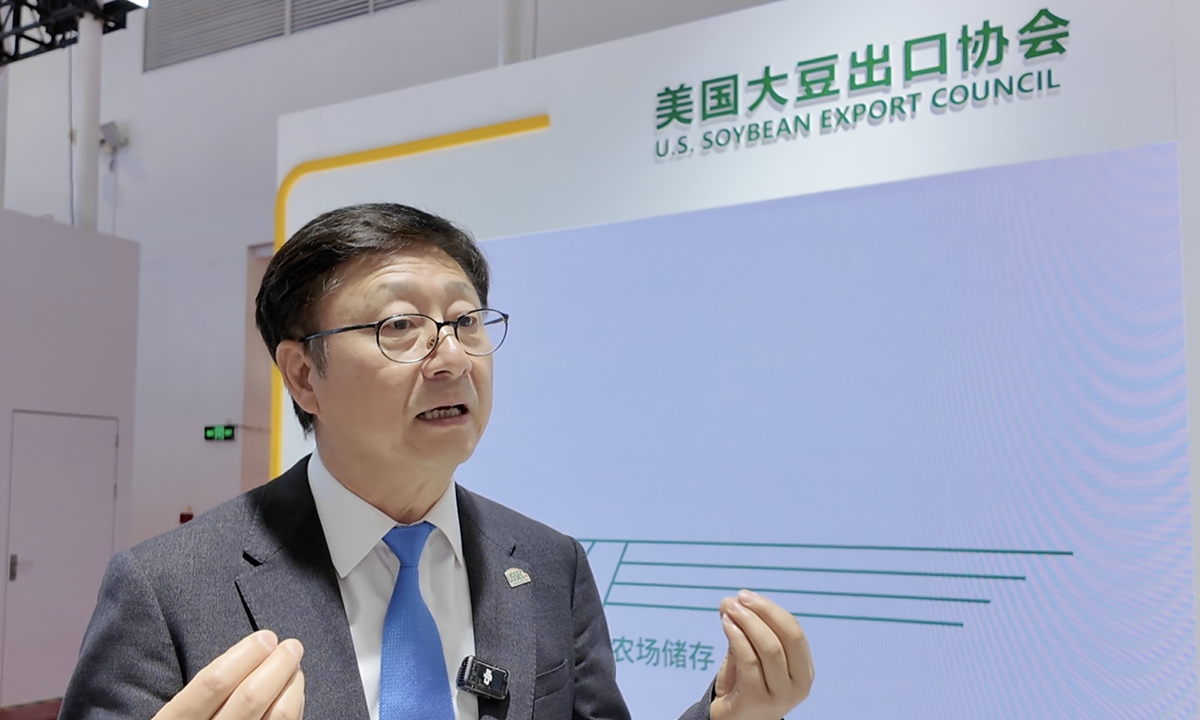 Zhang Xiaoping, Greater China Regional Director of the US Soybean Export Council, speaks with the Global Times during an interview at the third China International Supply Chain Expo (CISCE) in Beijing on July 17, 2025. Photo: Lin Luwen/GT