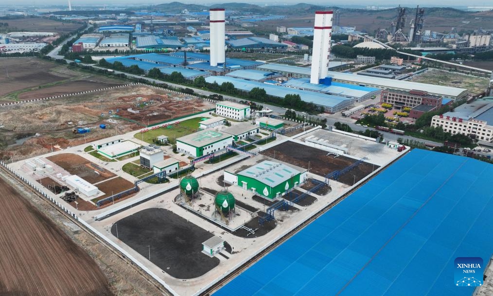 An aerial drone photo taken on July 30, 2025 shows a wind power off-grid hydrogen production project at a hydrogen energy technology company in Tieling County, northeast China's Liaoning Province. In recent years, Tieling County has worked actively to promote green energy industries including wind power, photovoltaic power, hydrogen energy, so as to make progress in high-quality development of regional economy. (Xinhua/Yang Qing)