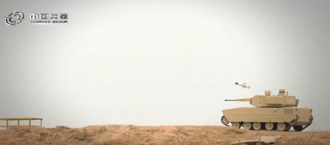A video released by China's arms firm Norinco Group on July 20, 2025 shows an unmanned armored vehicle launching a missile. Photo: Screenshot from the official WeChat account of Norinco Group