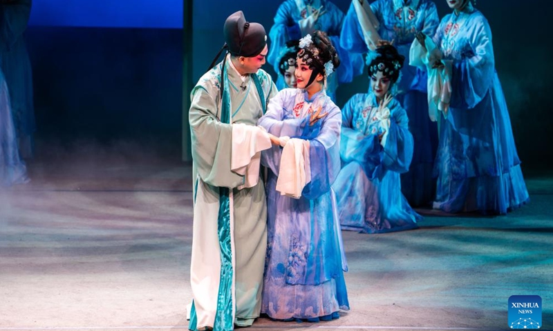 Actors are pictured during an immersive Kunqu Opera show in Chenzhou City, central China's Hunan Province, July 18, 2025. The centuries-old art of Kunqu Opera has been listed by the United Nations Educational, Scientific and Cultural Organization (UNESCO) as an intangible cultural heritage. Kunqu artists are injecting modern elements to enhance its charm to younger audience today.  (Photo: Xinhua)