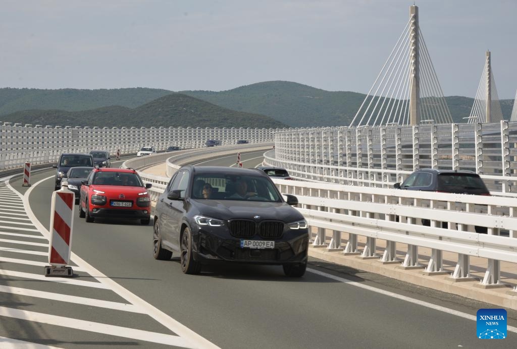 Vehicles run on the Peljesac Bridge in Komarna, Croatia on July 26, 2025. (Photo: Xinhua)