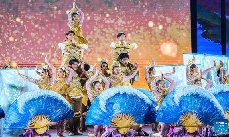 Thai artists are pictured during a performance for international culture and art exchange as part of the 2025 China-ASEAN Education Cooperation Week in Gui'an New Area, southwest China's Guizhou Province, July 25, 2025. The performance was staged here on Friday, aiming to drive for in-depth integration among sectors of education, sports, culture and tourism. (Photo: Xinhua)