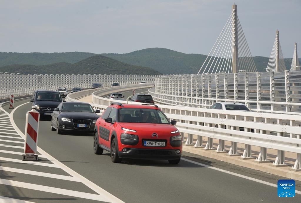 Vehicles run on the Peljesac Bridge in Komarna, Croatia on July 26, 2025. (Photo: Xinhua)