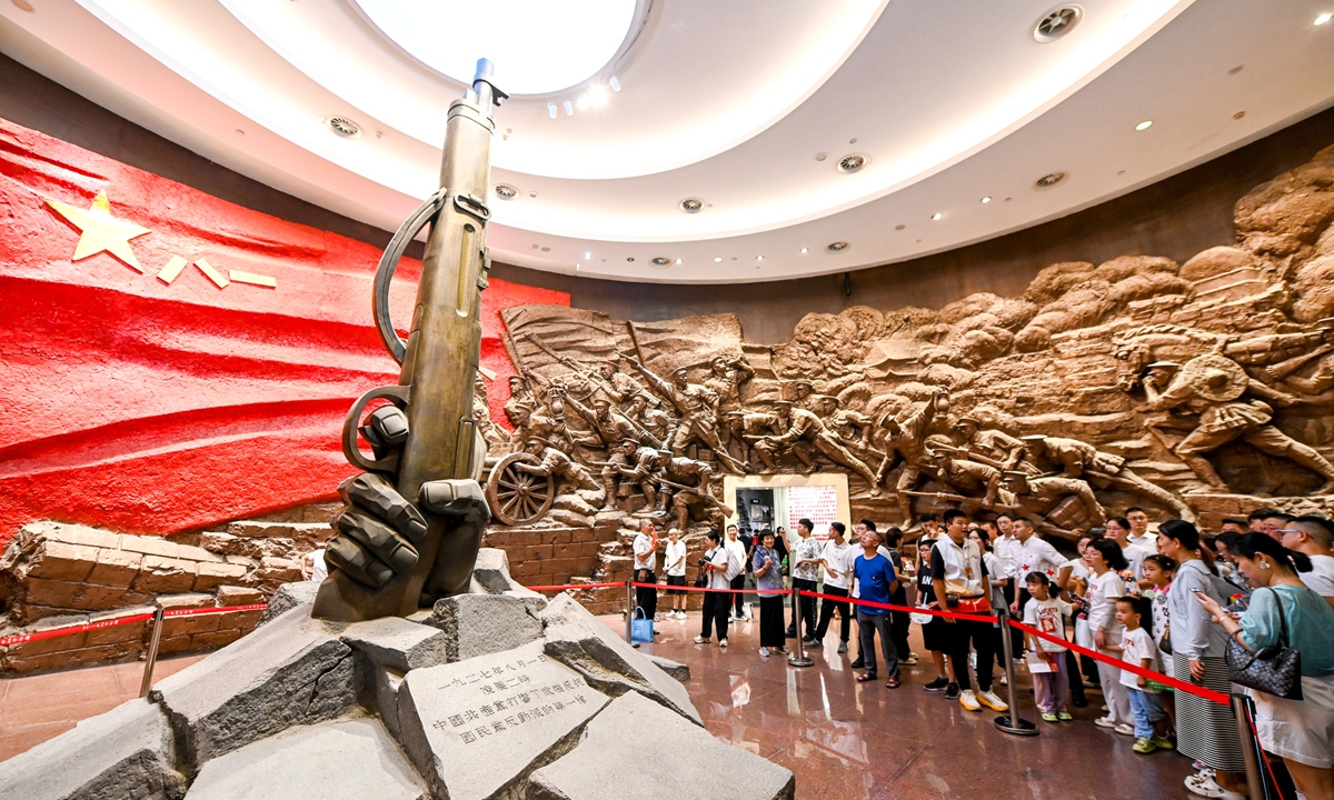 Tourists visit the site of the command headquarters of the Nanchang Uprising in Nanchang, East China's Jiangxi Province on July 31, 2025. The PLA started with 20,000 soldiers in Nanchang in an armed uprising on August 1, 1927, according to Xinhua. Photo: VCG