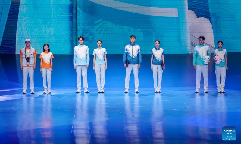 Photo taken on Aug. 2, 2025 shows the event uniforms for China's 15th National Games and 12th National Paralympic Games, along with the 9th National Special Olympics Games in Shenzhen, south China's Guangdong Province. Photo: Xinhua