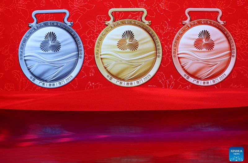 Photo taken on Aug. 2, 2025 shows the medals for China's 12th National Paralympic Games, along with the 9th National Special Olympics Games in Shenzhen, south China's Guangdong Province. Photo: Xinhua