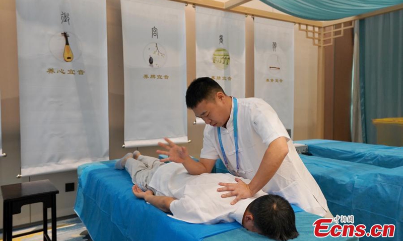 Photo taken on Aug. 3, 2025 shows the traditional Chinese medicine therapy center in the Athletes' Village for the Chengdu World Games. Photo: China News Service