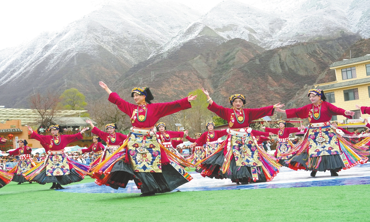 A cultural contest that aims to protect and inherit local cultures is held in Jinchuan county, Aba Tibetan Autonomous Region, Sichuan Province on March 18, 2025. Photo: VCG