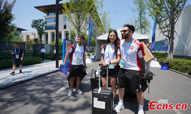 Athletes come to the Athletes' Village for the Chengdu World Games, Aug. 3, 2025. Photo: China News Service