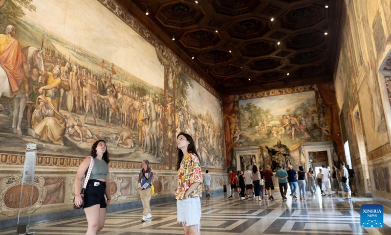 People visit the Capitoline Museums in Rome, Italy, Aug. 3, 2025. Most of the museums and state archaeological sites across Italy opened their doors for free on Sunday as part of the monthly Sunday at the Museum initiative. Photo: Xinhua