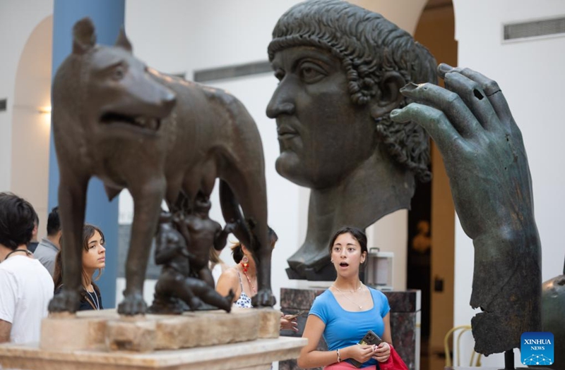 People visit the Capitoline Museums in Rome, Italy, Aug. 3, 2025. Most of the museums and state archaeological sites across Italy opened their doors for free on Sunday as part of the monthly Sunday at the Museum initiative. Photo: Xinhua