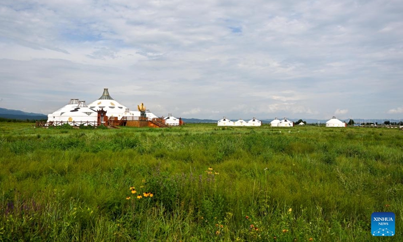This photo taken on Aug. 3, 2025 shows the scenery at a grassland in Hohhot, north China's Inner Mongolia Autonomous Region. (Xinhua/Li Zhipeng)