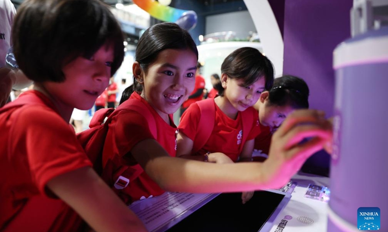 Patimanhan Parihat (2nd L) and her friends visit China Science and Technology Museum in Beijing, capital of China, July 29, 2025.