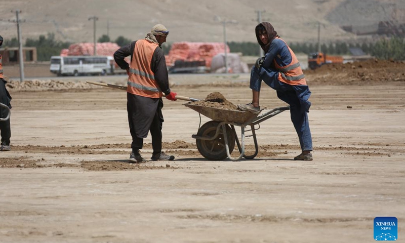 This photo taken on Aug. 4, 2025 shows the construction site of a transportation terminal in Kabul, capital of Afghanistan. 
